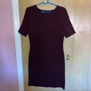 Mario Serrani Short Sleeve Stretch Fit Maroon Dress Size Small